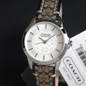 Coach Classic Signature Silver Dial Fabric Strap Women's Watch